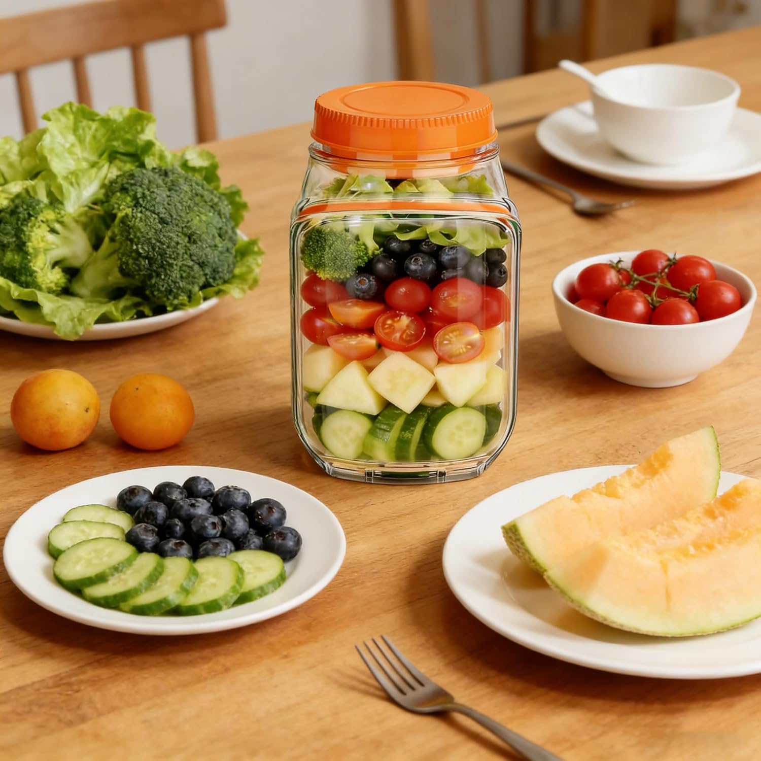 Side-Opening Salad Pod – Keep Greens Fresh & Dressing Separate